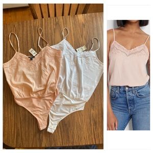Embroidered Neckline Cami
Thong Bodysuits